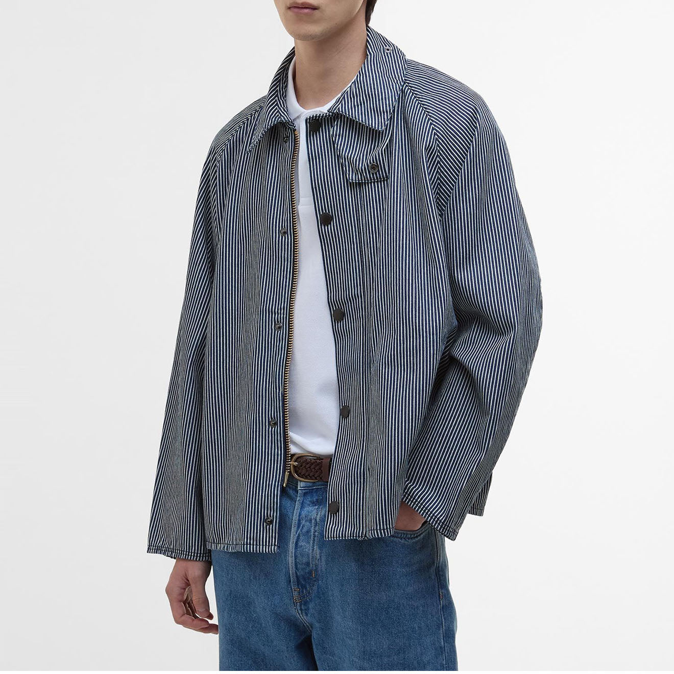 Barbour Transport Stripe Casual Jacket Indigo Stripe - The Sporting Lodge