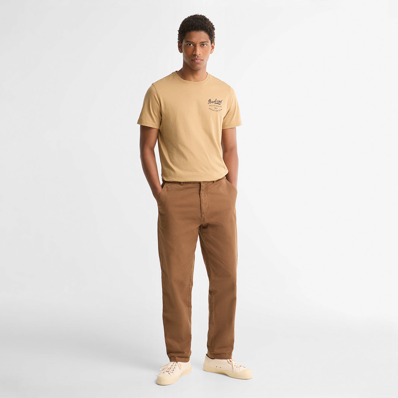 Barbour Washed Stretch Twill Tailored Trouser Dark Sand