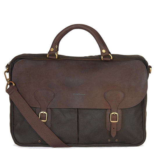 Barbour Wax Leather Briefcase Olive - The Sporting Lodge