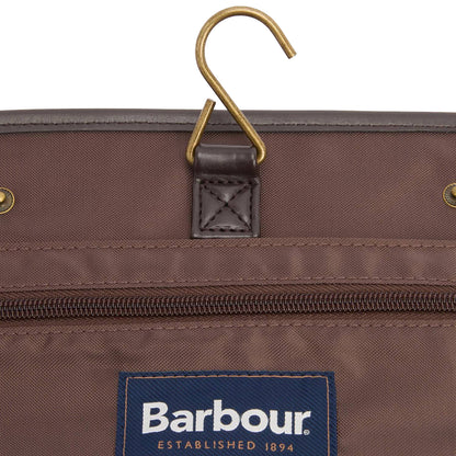 Barbour Waxed Hanging Washbag Olive/Beacon - The Sporting Lodge
