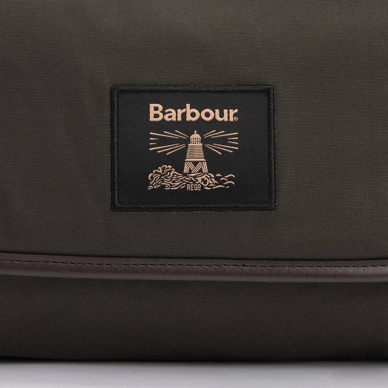 Barbour Waxed Hanging Washbag Olive/Beacon - The Sporting Lodge