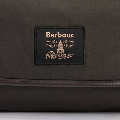 Barbour Waxed Hanging Washbag Olive/Beacon - The Sporting Lodge