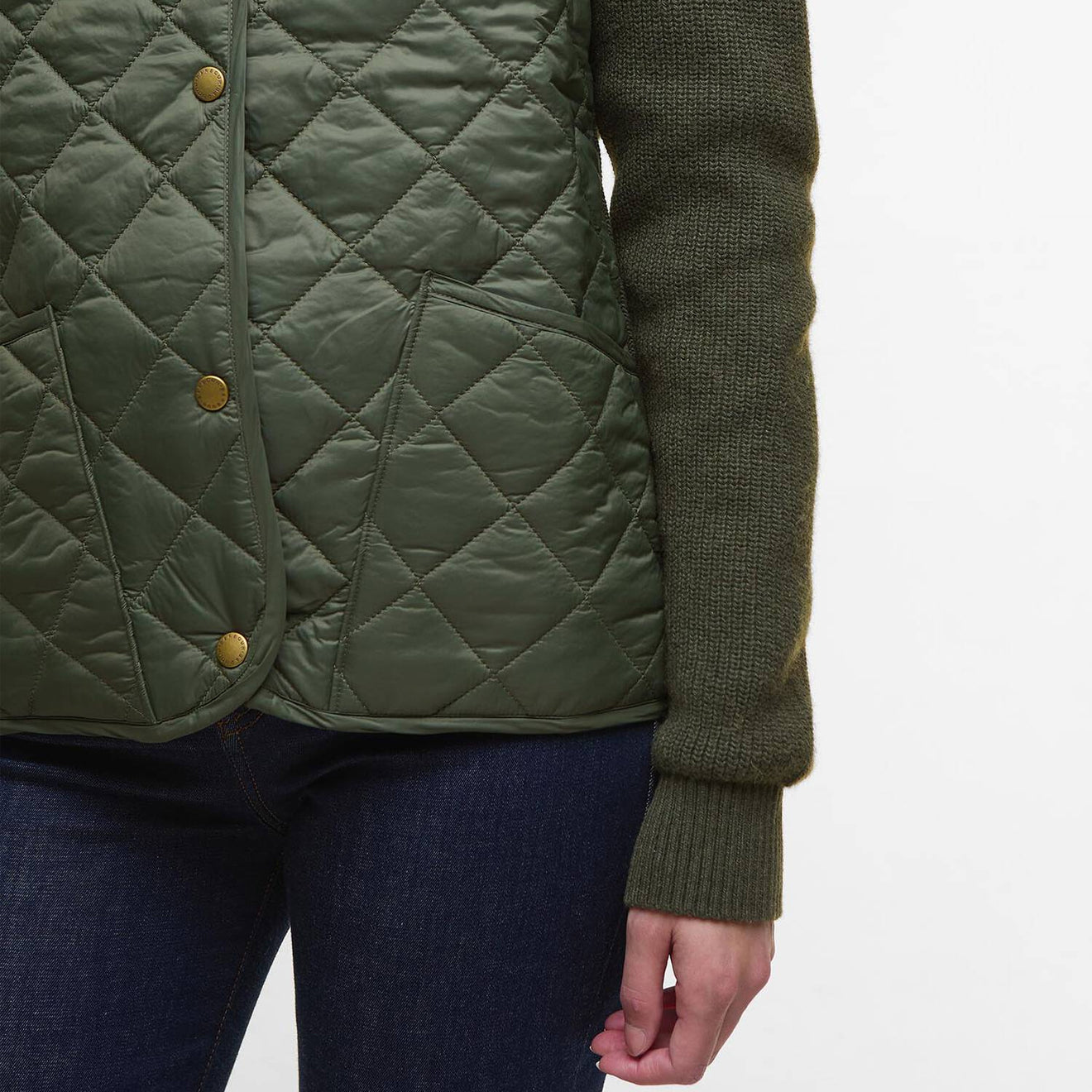 Barbour Womens Allendale Quilted Jumper Olive - The Sporting Lodge