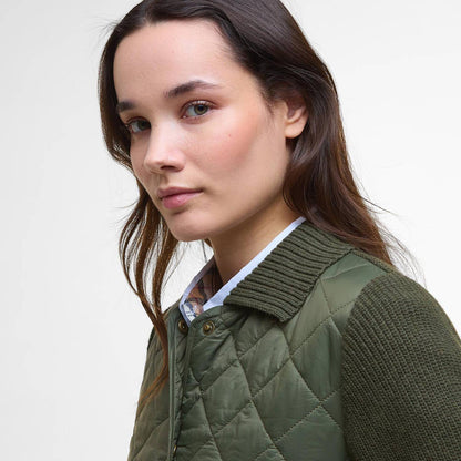 Barbour Womens Allendale Quilted Jumper Olive - The Sporting Lodge