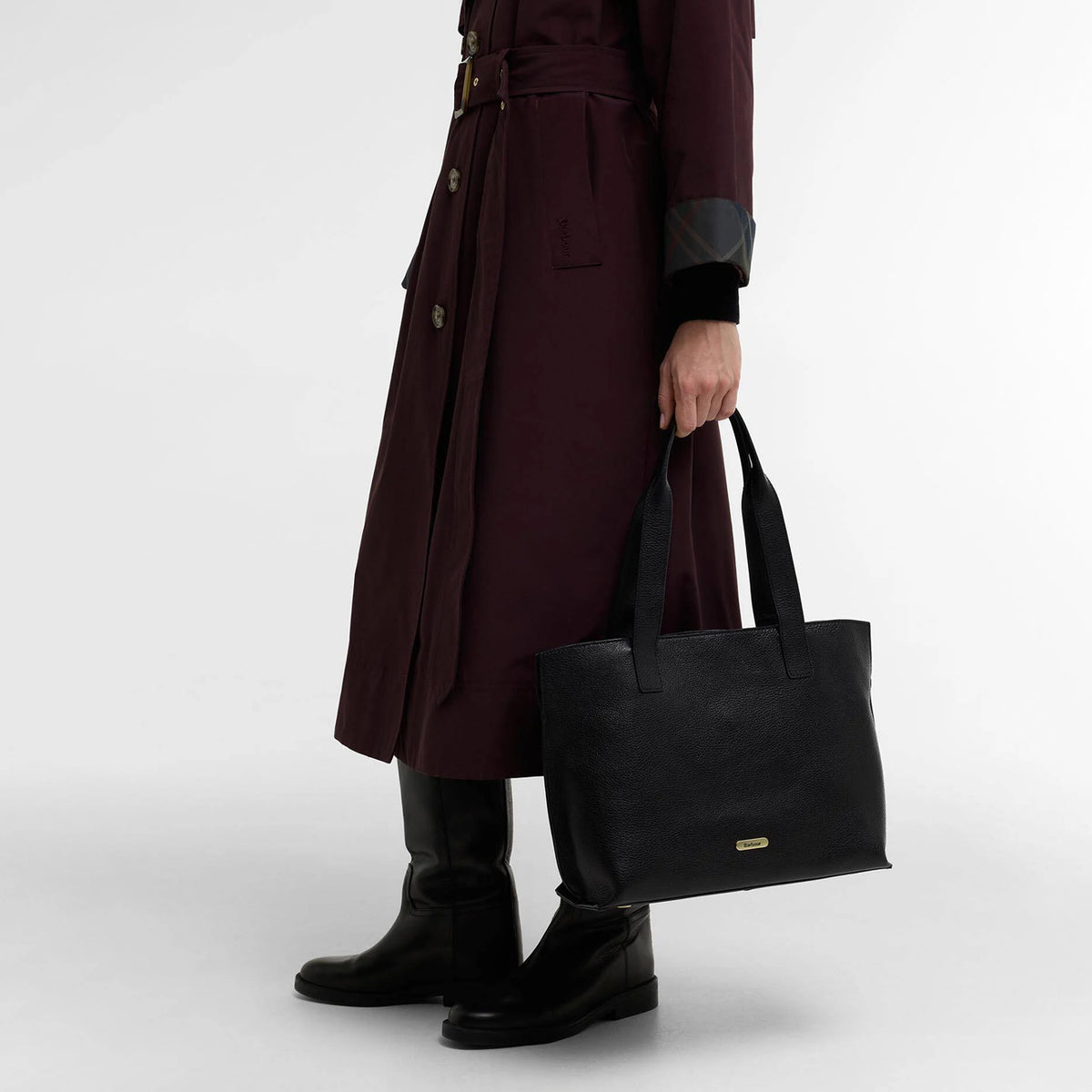 Barbour Womens Barbour Alder Large Leather Tote Bag Black