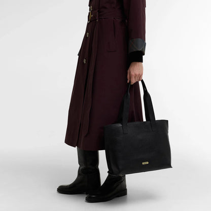 Barbour Womens Barbour Alder Large Leather Tote Bag Black