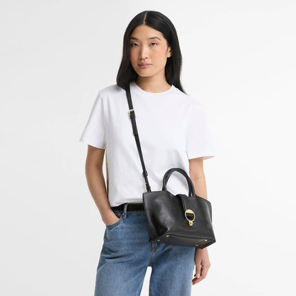 Barbour Womens Barbour Alder Mini Leather Tote Bag Black