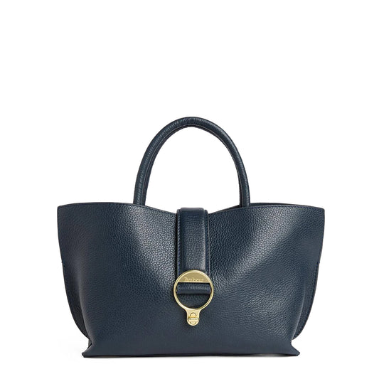 Barbour Womens Barbour Alder Mini Leather Tote Bag Navy