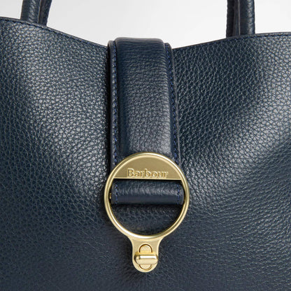 Barbour Womens Barbour Alder Mini Leather Tote Bag Navy