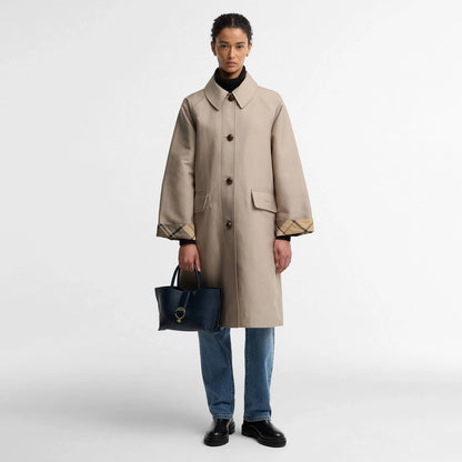 Barbour Womens Barbour Alder Mini Leather Tote Bag Navy