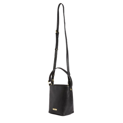 Barbour Womens Barbour Cedar Mini Leather Bucket Bag Black
