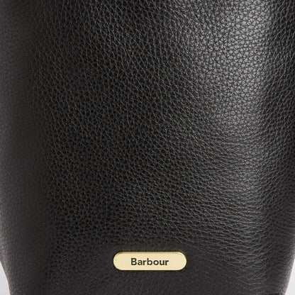 Barbour Womens Barbour Cedar Mini Leather Bucket Bag Black