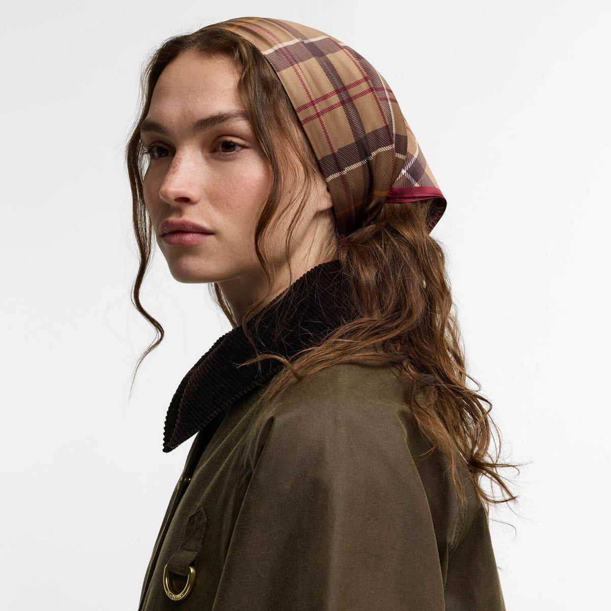 Barbour Womens Barbour Kinsale Tartan Head Scarf Muted Tartan
