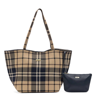 Barbour Womens Barbour Layla Tartan Large Tote Bag Birchwood Dress Tartan