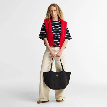 Barbour Womens Barbour Layla Tartan Large Tote Bag Shadow Classic Tartan