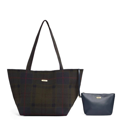 Barbour Womens Barbour Layla Tartan Large Tote Bag Shadow Classic Tartan
