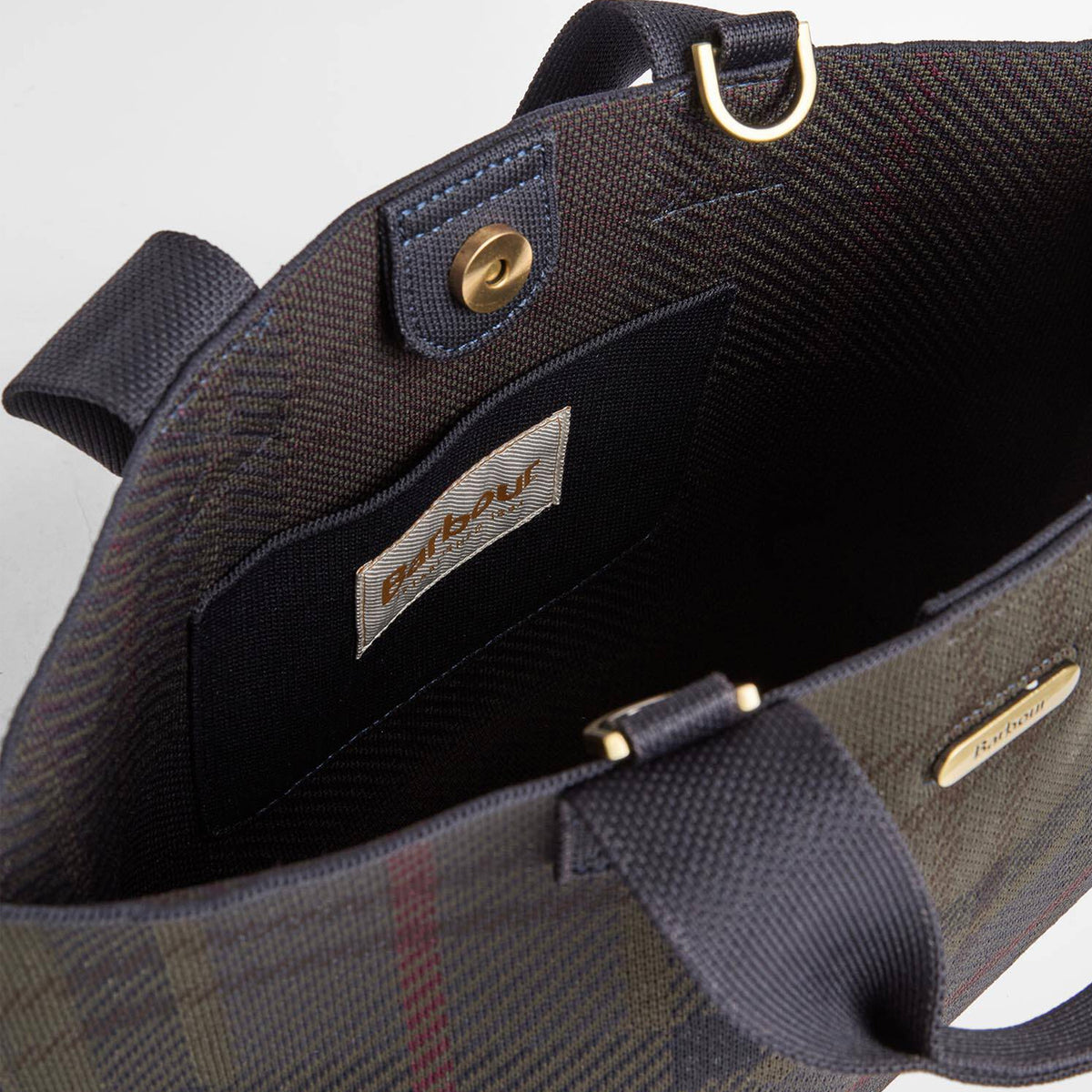 Barbour Womens Barbour Layla Tartan Mini Tote Bag Shadow Classic Tartan