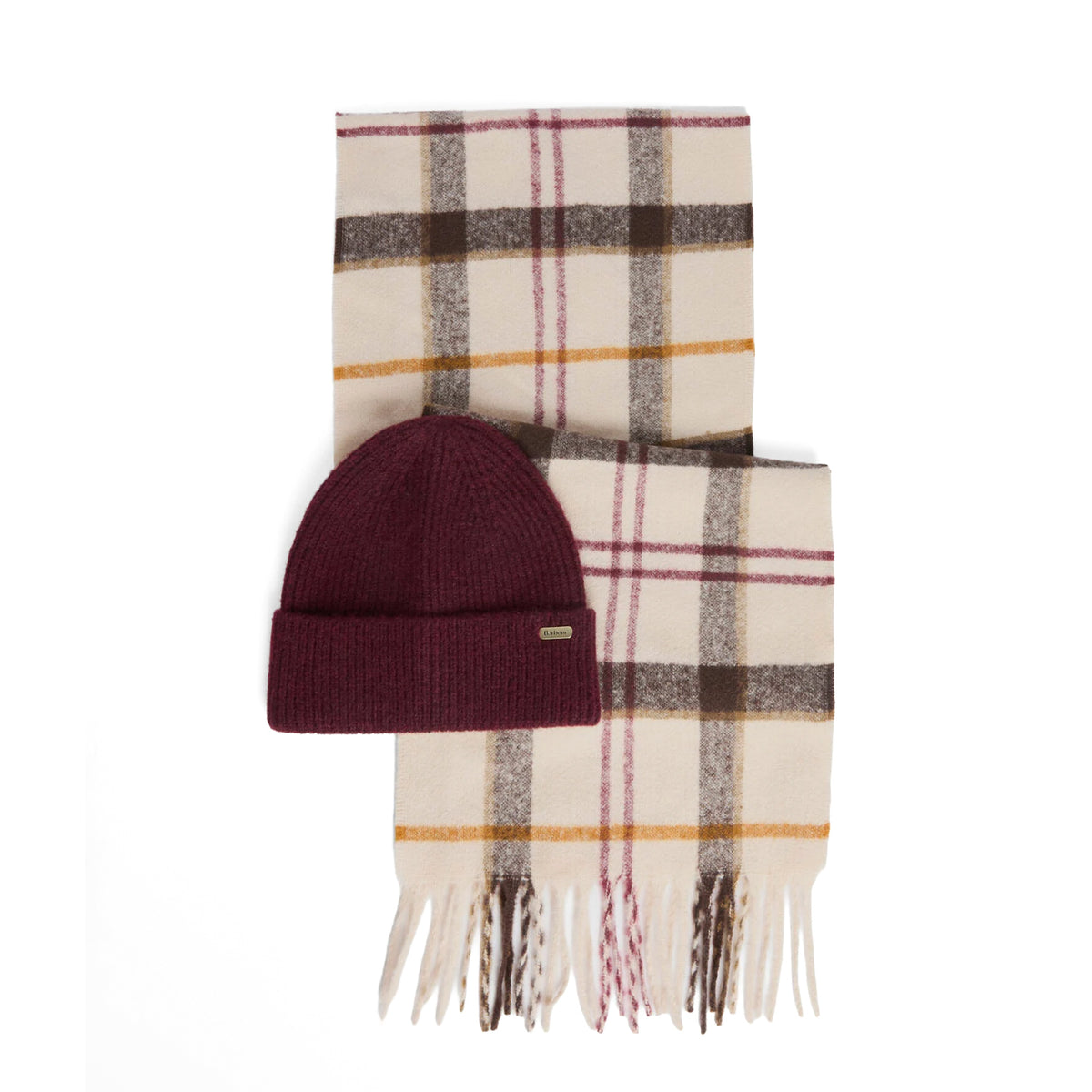 Barbour Womens Barbour Olivia Beanie & Scarf Gift Set Light Muted Tartan