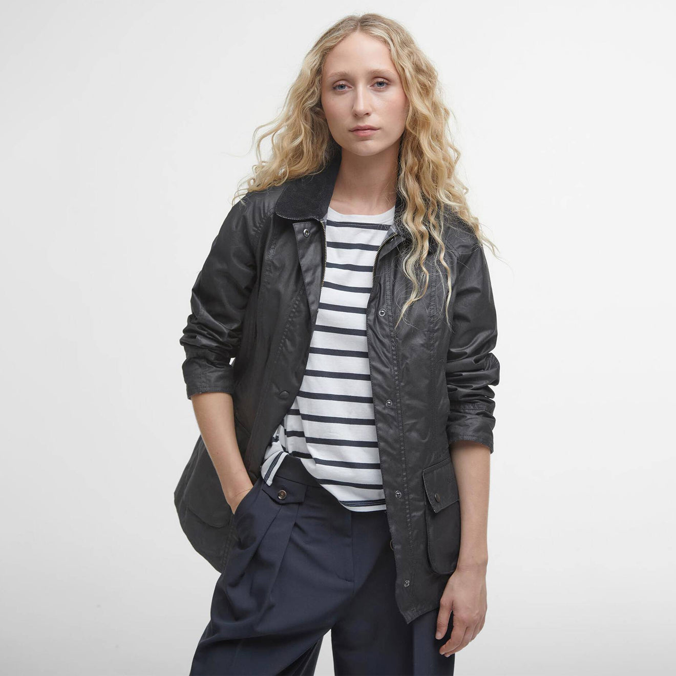 Barbour Womens Beadnell Wax Jacket Black - The Sporting Lodge
