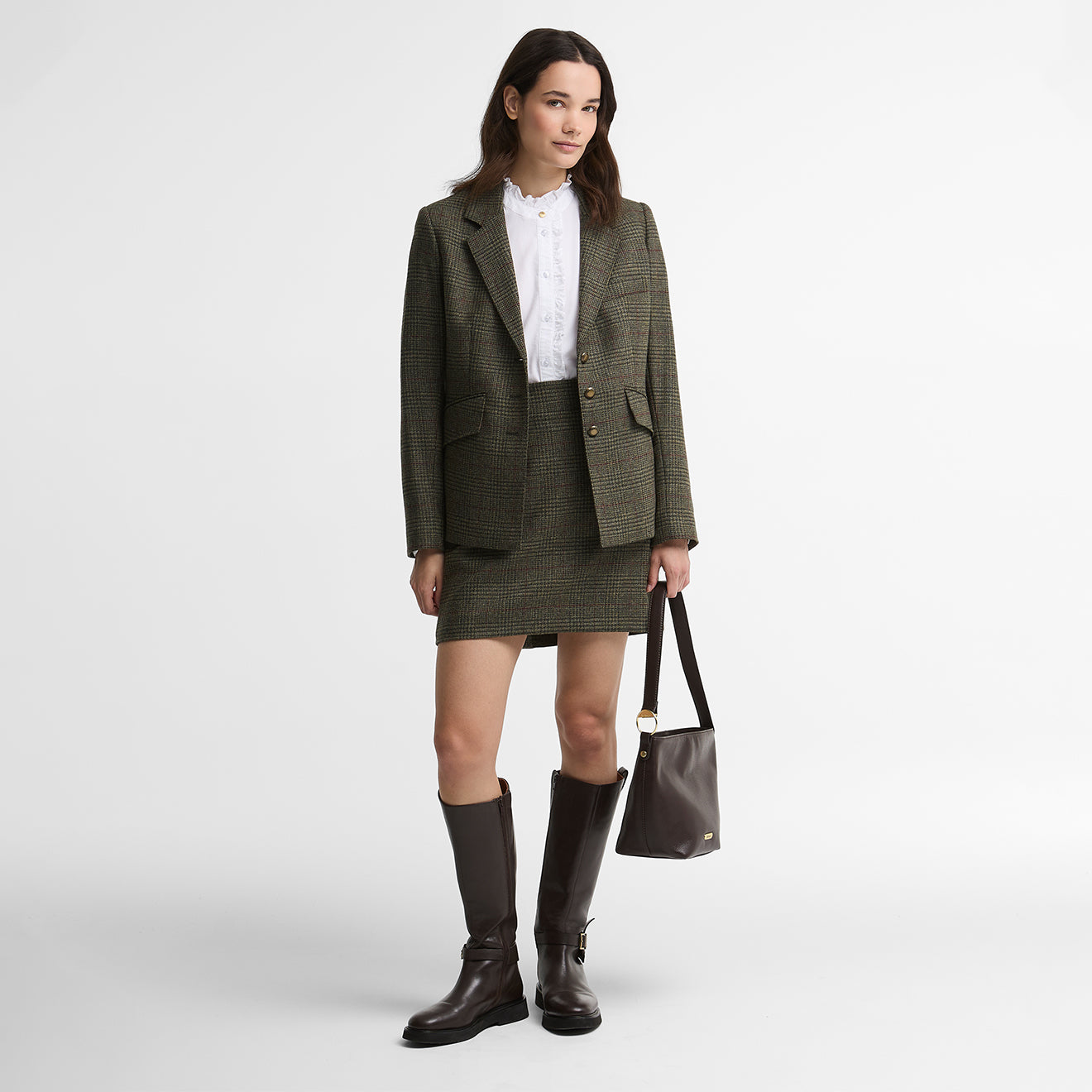 Barbour Womens Browning Skirt Olive Prince Of Wales