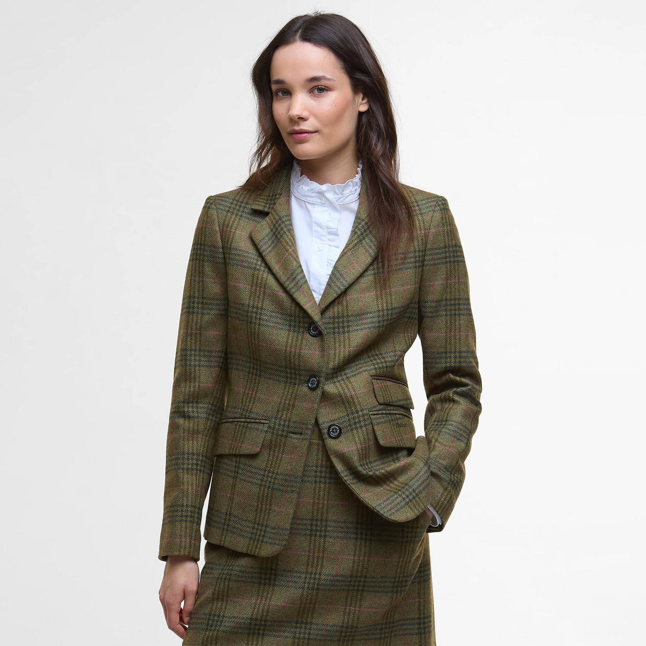 Barbour Womens Carlby Tailored Wool Blazer Arabesque/Brown - The Sporting Lodge