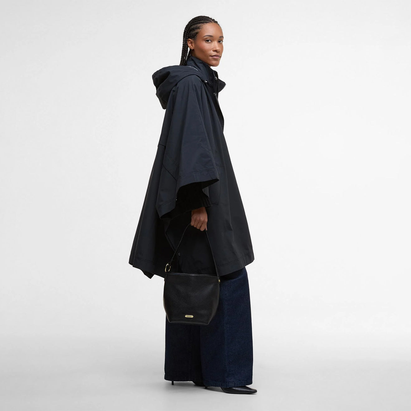 Barbour Womens Cedar Leather Bucket Bag Black