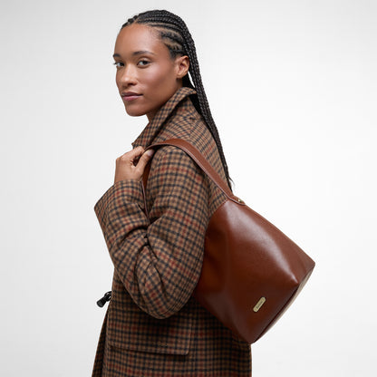 Barbour Womens Cedar Leather Bucket Bag Brown