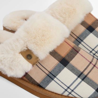 Barbour Womens Claudia Tartan Mule Slippers Hessian Tartan