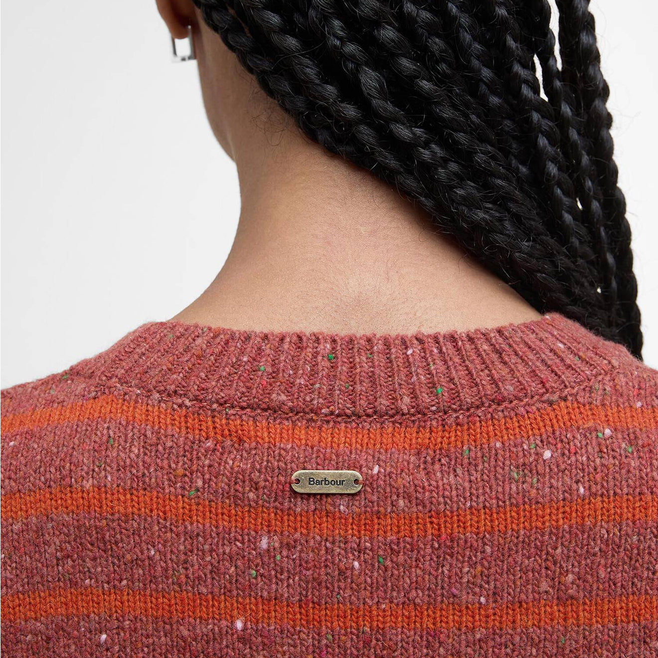 Barbour Womens Claydon Striped Crew Neck Jumper Burnt Orange Stripe - The Sporting Lodge