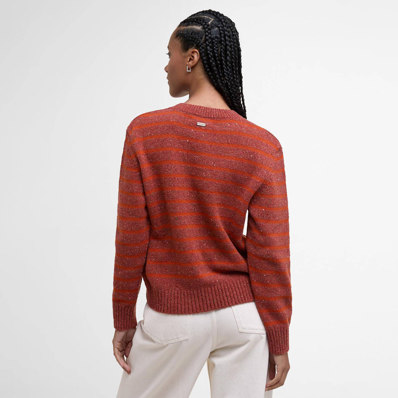 Barbour Womens Claydon Striped Crew Neck Jumper Burnt Orange Stripe - The Sporting Lodge