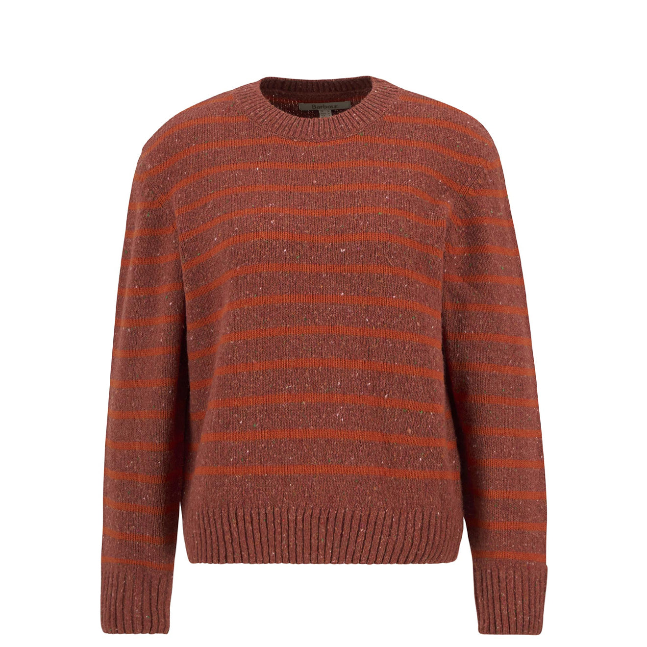 Barbour Womens Claydon Striped Crew Neck Jumper Burnt Orange Stripe - The Sporting Lodge