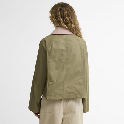Barbour Womens Cropped Beadnell Casual Jacket Bleached Olive / Ancient / Gardenia
