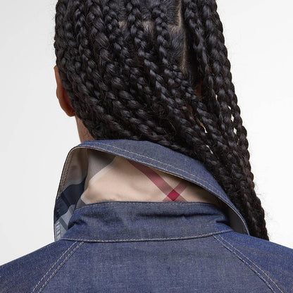 Barbour Womens Demi Showerproof Jacket Indigo/Hessian Tartan - The Sporting Lodge