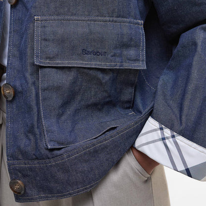 Barbour Womens Demi Showerproof Jacket Indigo/Hessian Tartan - The Sporting Lodge