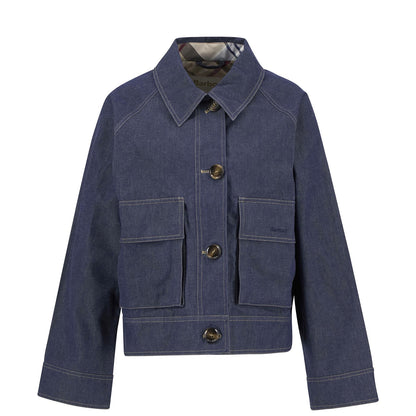 Barbour Womens Demi Showerproof Jacket Indigo/Hessian Tartan - The Sporting Lodge