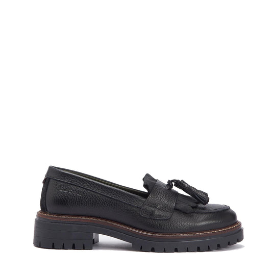 Barbour Womens Dolores Tassel Trim Loafer Black - The Sporting Lodge