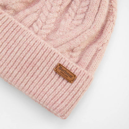 Barbour Womens Elsdon Cable-Knit Beanie Hat Gardenia