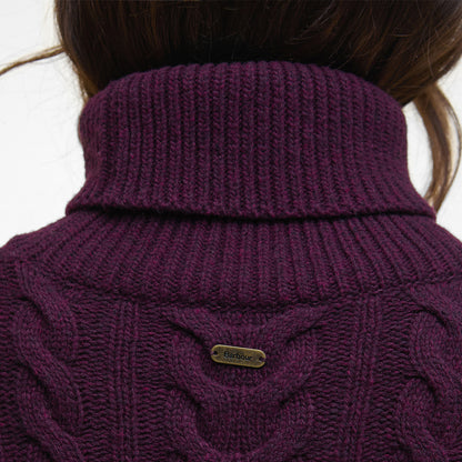 Barbour Womens Embleton Rollneck Jumper Black Cherry - The Sporting Lodge