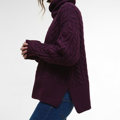 Barbour Womens Embleton Rollneck Jumper Black Cherry - The Sporting Lodge