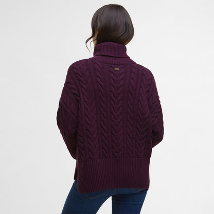 Barbour Womens Embleton Rollneck Jumper Black Cherry - The Sporting Lodge