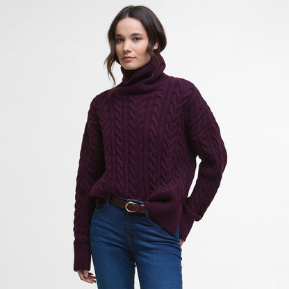 Barbour Womens Embleton Rollneck Jumper Black Cherry - The Sporting Lodge