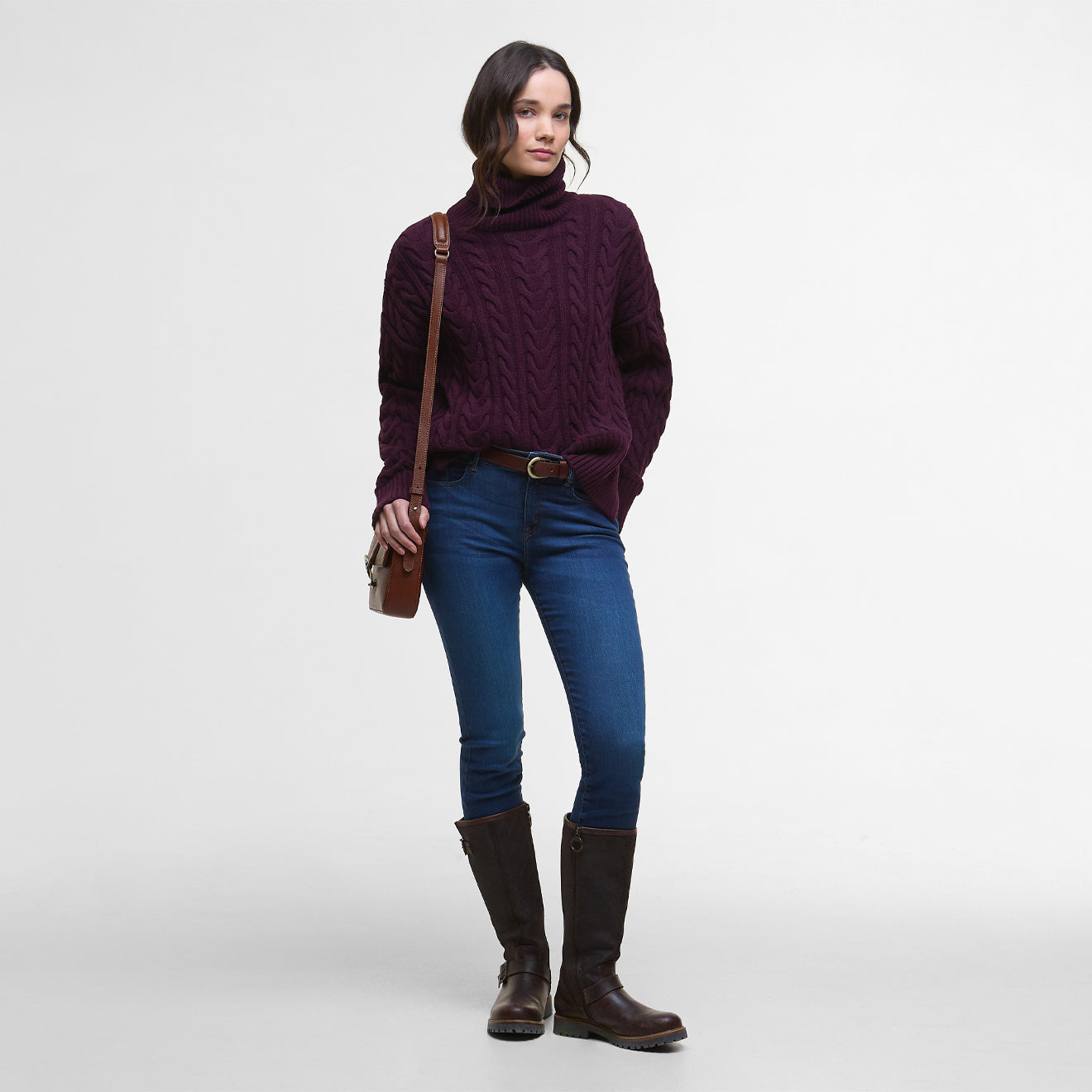 Barbour Womens Embleton Rollneck Jumper Black Cherry - The Sporting Lodge