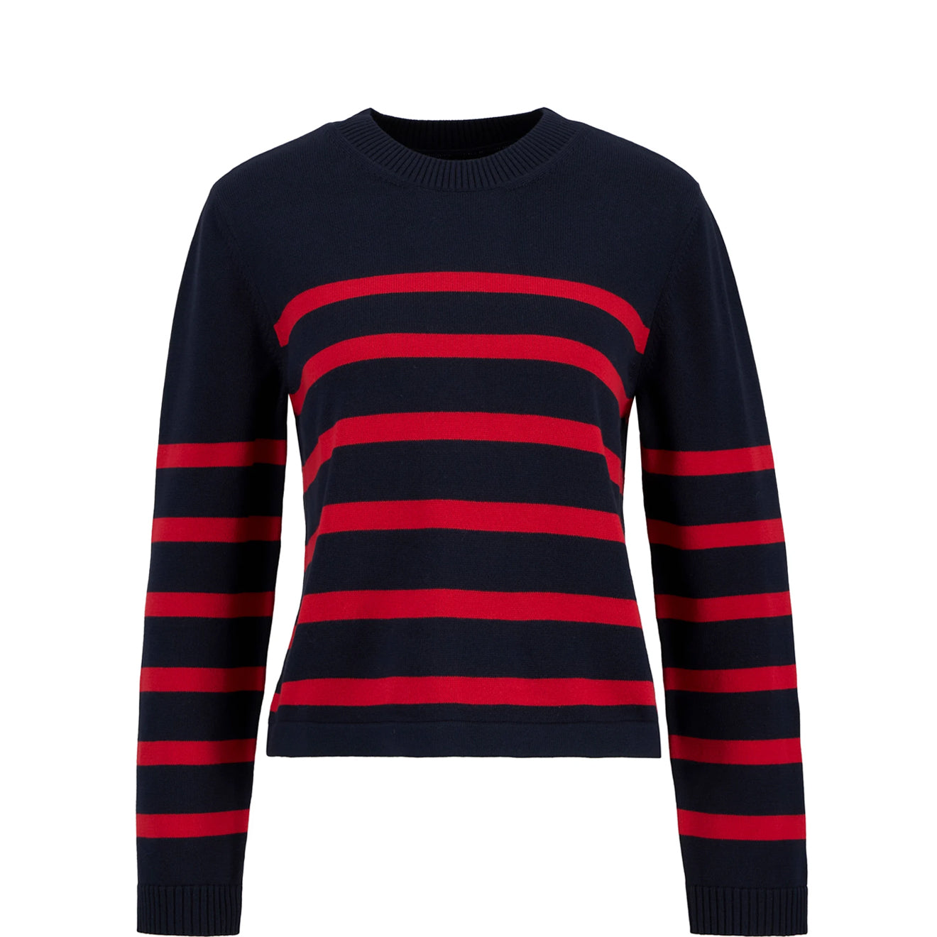 Barbour Womens Fern Striped Crew Neck Jumper Navy / Poppy Red