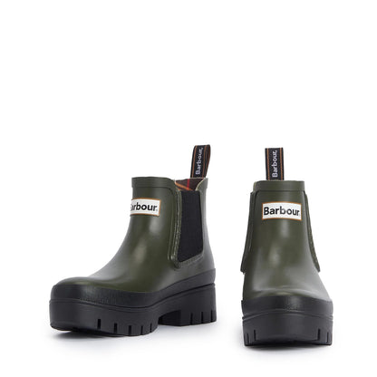 Barbour Womens Halton Chelsea Welly Olive/Black - The Sporting Lodge