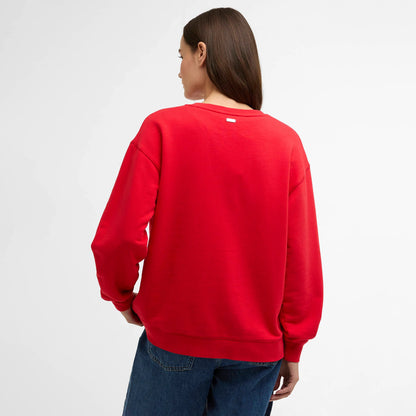 Barbour Womens Hartland Logo Sweatshirt Poppy Red