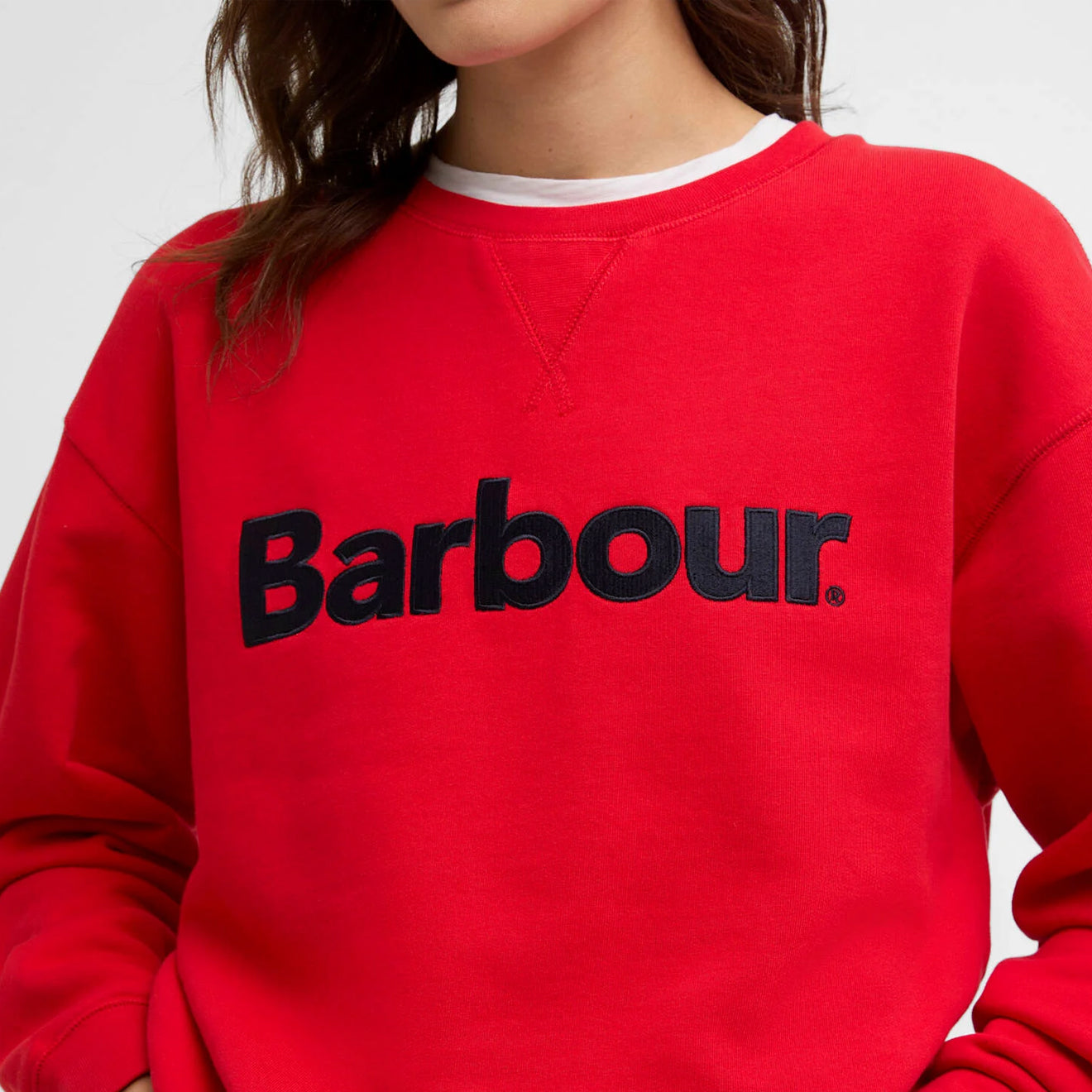 Barbour Womens Hartland Logo Sweatshirt Poppy Red