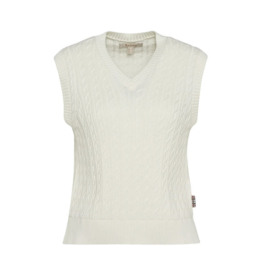 Barbour Womens Hartland Sleeveless Knitted Jumper Cloud
