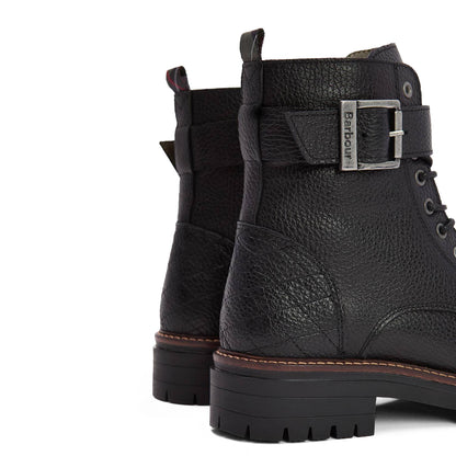 Barbour Womens Heidi Commando Lace Up Boots Black - The Sporting Lodge
