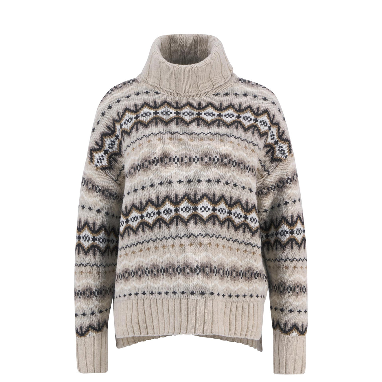 Barbour Womens Helen Fair Isle Roll-Neck Jumper Birch Multi - The Sporting Lodge