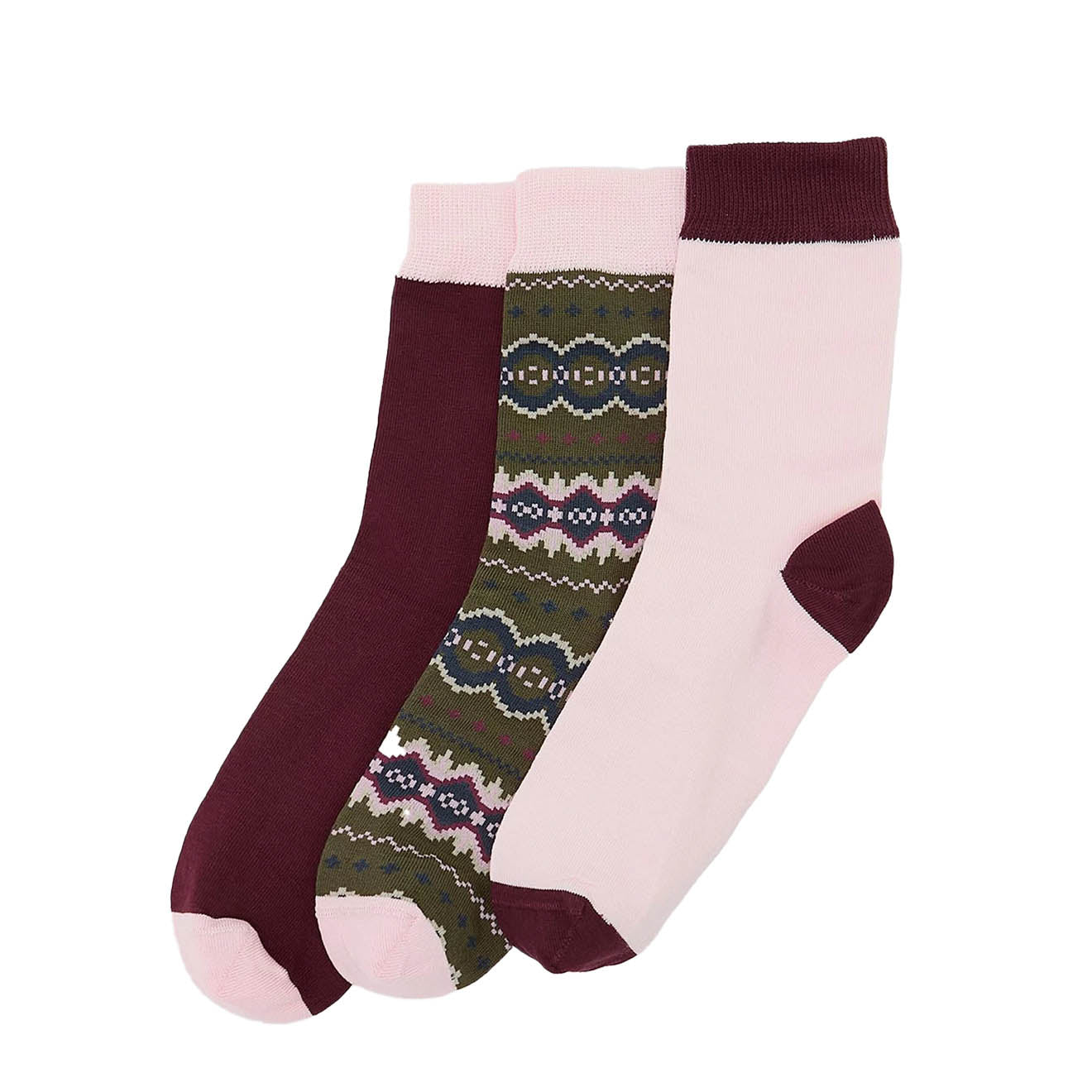 Barbour Womens Helen Fair Isle Sock Gift Set Olive